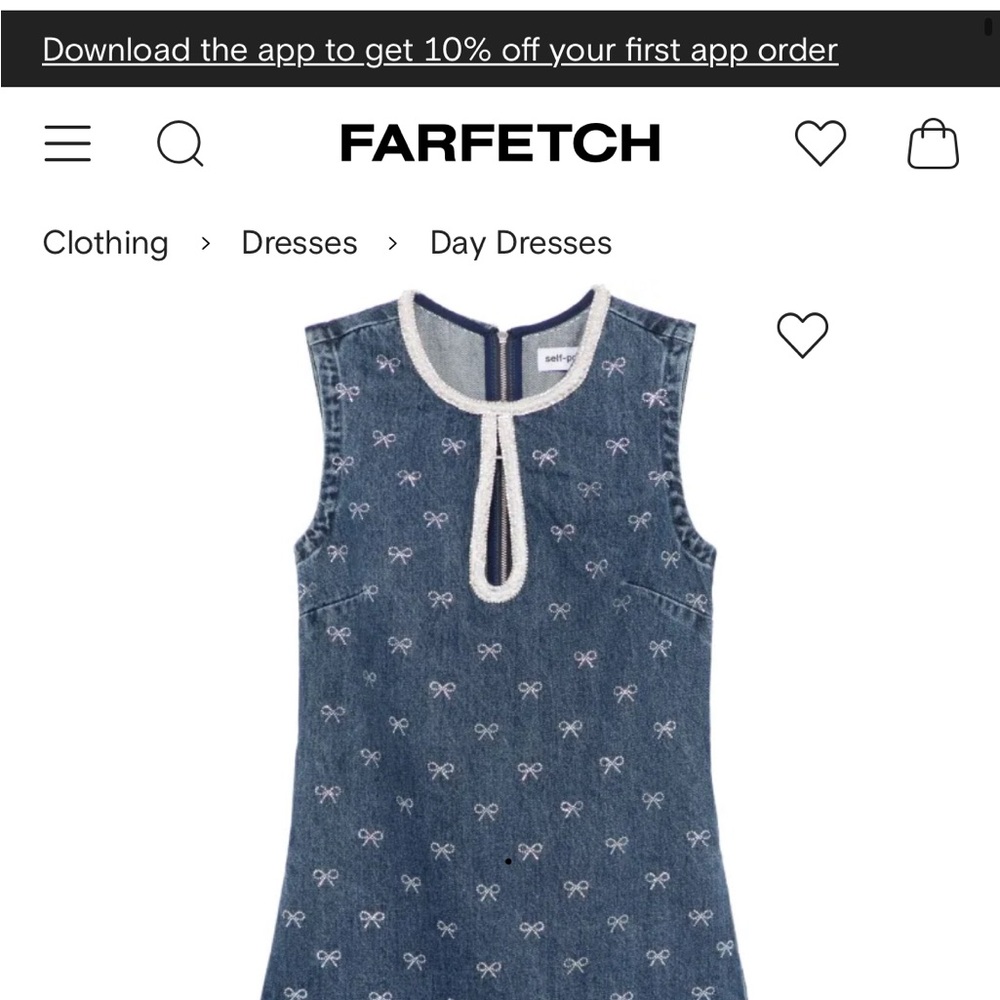 Self-Portrait Crystal-Bow Denim Mini Dress